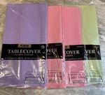 Amscan 54" X 108" Tablecloth Rectangular Plastic Cover Purple Pink Green New. Price: $12.00.