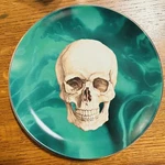 Set Of 4 Ashland Halloween Pretty Scary Green Marble Skull Plates 8.5 Gothic New. Price: $44.95.