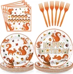 Grencian 96PCS Fall Squirrel Paper Plates And Napkins Happy Birthday New. Price: $27.99.