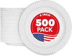 6-INCH Paper Plates Uncoated, Everyday Disposable Dessert 6" New. Price: $27.94.