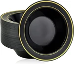 Jolly Party 50PCS Black Plastic Bowls With Gold RIM-12OZ, Christmas Thanksgiving New. Price: $18.97.