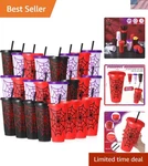 Durable 24OZ Reusable Spider Cups With Straws & Lids For Cartoon Birthday Fun New. Price: $52.19.