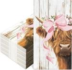 80PCS Highland Cow Paper Guest Napkins Pink Bow Animal Bathroom Rustic Wo New. Price: $28.46.