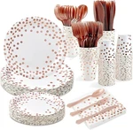 350 Piece Disposable Dinnerware Total Sets Of Plates Cups Napkins Utensils Open. Price: $39.99.