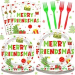 96 Pcs Friendsmas Christmas Party Decorations For 24 Guest Red Green Merry New. Price: $49.69.