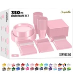 350 Pc Pink Exquisite Disposable Party Set Plates, Cups, Napkins, Cutlery New. Price: $65.88.