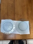 2-CLEAR Light Blue Coloring 10 Dinner Plates With Hammered Edge Used. Price: $12.00.