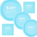 Baby Boy Shower Tableware Set Blue Plates With White Font Dinner New. Price: $33.65.