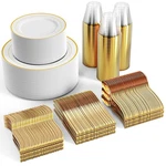 Focusline 600 Ct Gold Dinnerware Set For 100 Guests - Rimmed Disposable ... New. Price: $86.37.