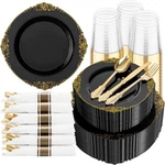Hioasis 350PCS Black And Gold Plates - Party For Guest, Inclu... New. Price: $82.75.