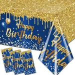 Happy Birthday TABLECLOTH,3PCS Navy Blue And Gold Cloths New. Price: $12.31.
