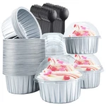 Cupcake Liners With Dome Lids 50 Pack,free-air 5OZ Aluminum Foil Bakin New. Price: $19.39.