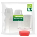 Freshware Plastic Portion Cups With Lids Ounce, 200 Oz - Sets, Clear New. Price: $19.99.