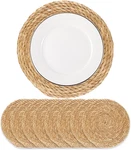 Round Woven - Boho Rattan Natural Water Hyacinth Placemats, F New. Price: $31.99.