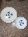 8PC Oxford Blue Tulip Made Brazil 4DINNER/4SALAD Plates Used. Price: $39.99.