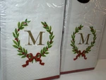 Caspari Christmas Laurel Wreath Monogram Initial "m" Guest Cocktail Napkins New. Price: $12.74.