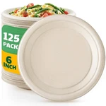 125 Count Compostable Paper Plates, 6 Inch Heavy Duty Disposable By Bi... New. Price: $22.50.