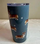 Welsh Corgi Serengeti 16 Oz. Stainless Steel, Vacuum Insulated Tumbler & Lid Used. Price: $14.98.