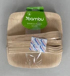Bambu Veneerware 16 Plates & 24 Cutlery Set 7" Square Disposable New Sealed. Price: $16.99.
