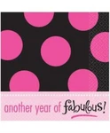 Pink Napkins Another Year Of Fabulous Lunch Womens Birthday Party 16CT New. Price: $5.00.