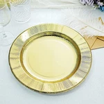 Gold 25 Round 13" Paper Charger Plates Metallic Rim Party Events Tableware New. Price: $18.67.