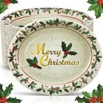 50 Pcs Christmas Holly Oval Paper Plates 10" X 12" Heavy Duty 400GSM Large Di... New. Price: $38.06.