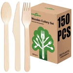 150 Count Disposable Wooden Cutlery Set Alternative To Plastic Eco Friendly Bi New. Price: $21.40.