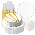 Fijinhom 350 Pcs Gold Disposable Plates Scalloped Dinnerware Set For Guests 1 New. Price: $84.12.