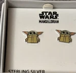 Star Wars Grogu Baby Yoda Sterling Silver Stud Earrings Mandalorian Nib Disney New. Price: $23.99.