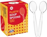 Plastic Soup Spoons, Heavy Duty Disposable Cutlery, Deepened Bowl Clear New. Price: $21.26.