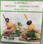 Sani-serve TCF102 4" Club Frills Asst Colors Wood Cocktail Food Picks Toothpick New. Price: $19.99.