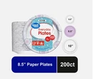 Great Value Disposable Paper Plates, 8.5", 200 Count New. Price: $9.97.