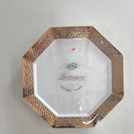 Lillian Lacetagon 9.25" Decorative Plastic Plates White Gold 10 Pack New. Price: $39.99.