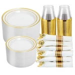 N9R 350PCS Gold Plastic Dinnerware Set For Guests, Disposable Plates ... New. Price: $73.37.