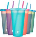 Meoky Plastic Cups With Lids And Straws Bulk - 6 Pack 24 Oz Color Changing Reusa New. Price: $16.99.