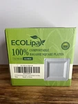 Ecolipa 100% Compostable Square Plates 6.3 150 Pieces Friendly Bpa Free New. Price: $31.87.