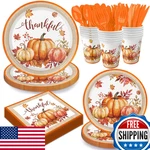Autumn Harvest Thanksgiving Party Supplies Set - Disposable Dinnerware For 24 Gu New. Price: $59.73.