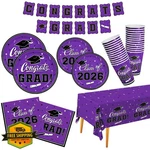 Gatherfun Purple Graduation Dinnerware Set For 25 Plates Cups New. Price: $34.99.
