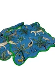 Blue Green Animal Print Fabric Jungle Scallop W/ Piping Napkins Set Of 6 Cloth New. Price: $29.99.