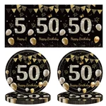 Black Gold 50TH Birthday Plates Napkins Set Party Tableware Decorations New. Price: $22.12.