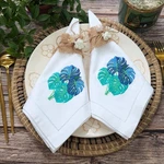 Hcraft Embroidered Cotton Table Napkin, Cloth Napkins Set Of 4 18"X18" Monstera New. Price: $38.01.