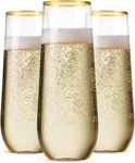 Munfix 48 Stemless Plastic Count (pack Of 1), Clear / Gold Rim New. Price: $50.46.
