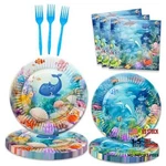 80 Pcs Under The Sea Party Supplies Ocean Disposable Paper Plates Napkins New. Price: $23.99.