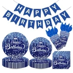 141PCS Navy Blue And Silver Birthday Party Tableware Set Inculde Plates Napki... New. Price: $30.13.