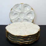 Set Of 6 Bb Birks Porcelain Oyster Plates Hand Gold Gilded Made France 9.5" Used. Price: $343.75.