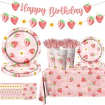 Strawberry Party Decorations - Themed Birthday Tableware Disposable New. Price: $26.17.