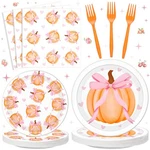 96 Pcs Pink Bow Pumpkin Paper Plates Tableware Baby Shower Party Supplies New. Price: $43.47.