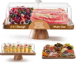 Homesphere Acacia Wood Cake Stand With Lid Rectangular Holder, 2-IN-1 Des New. Price: $86.11.