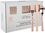 300 Pieces Rose Gold Plastic Silverware- Disposable Flatware Set Heavy Duty New. Price: $60.99.