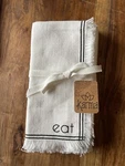 Set 4 Cotton 18 Sq Napkins Eat Soft White Black Screen Printing Karma New. Price: $16.95.